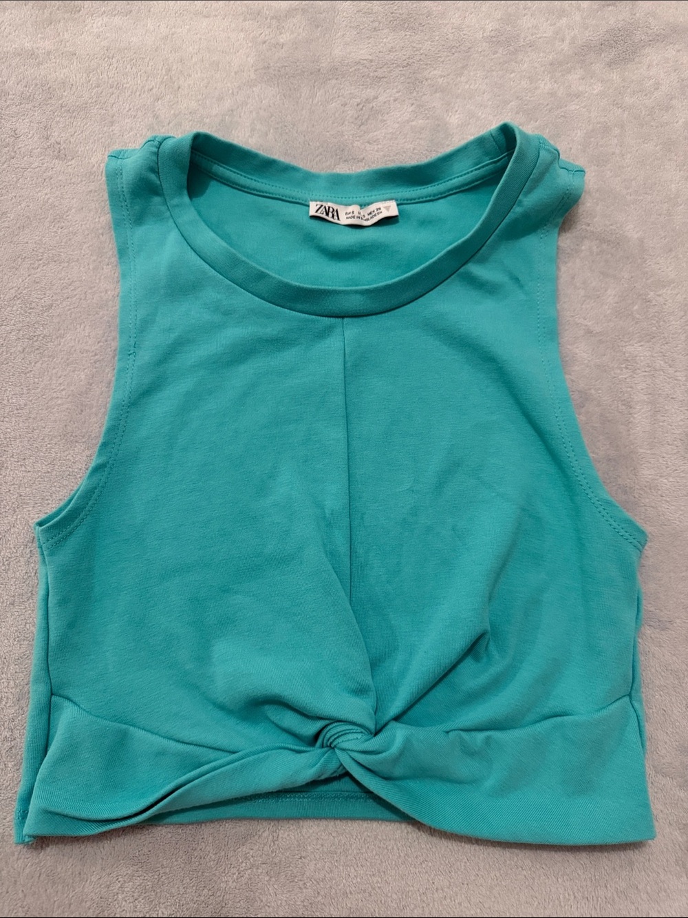 Zara Turquoise Twist-Front Crop Tank